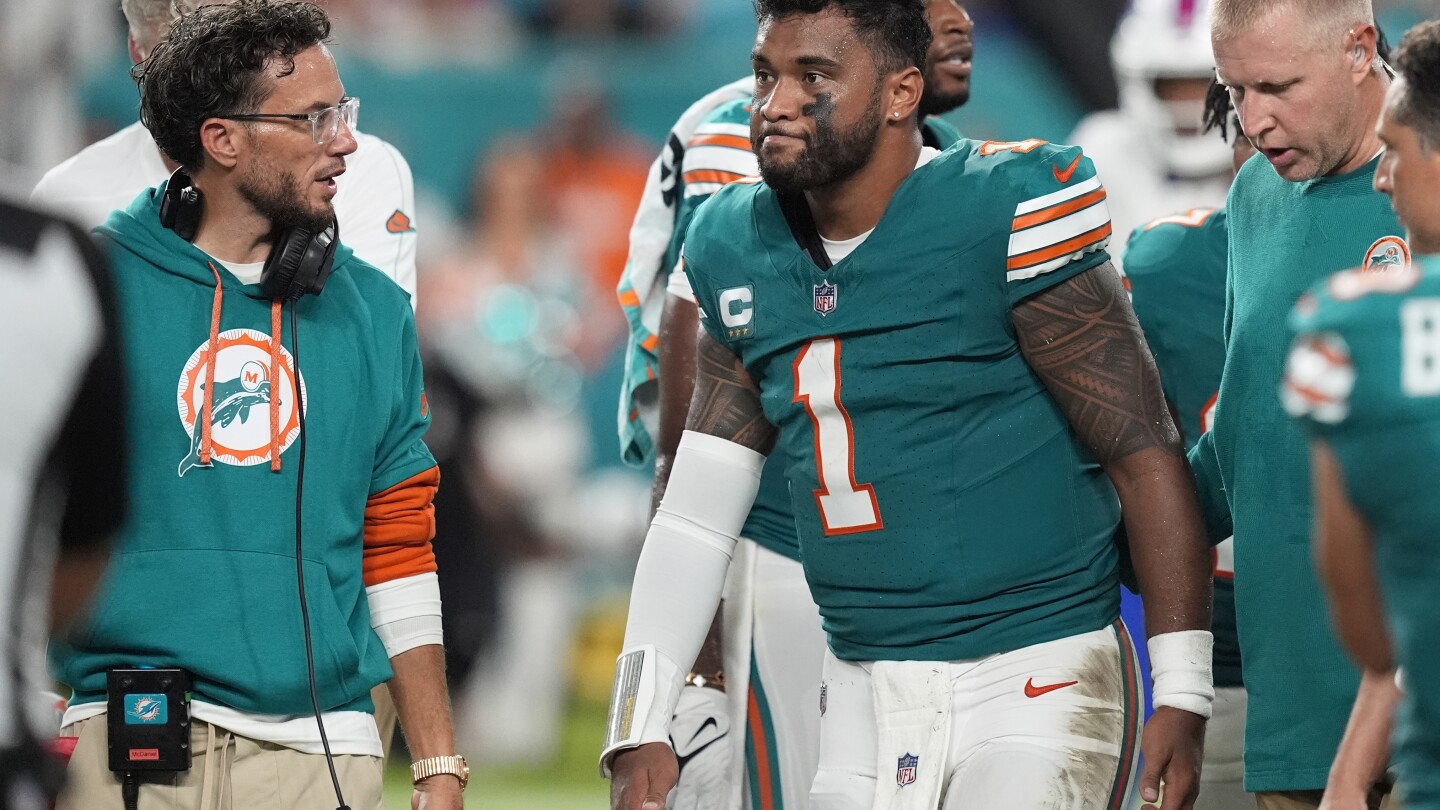 Tua Tagovailoa sustains concussion after hitting head on turf in Dolphins’ loss to Bills