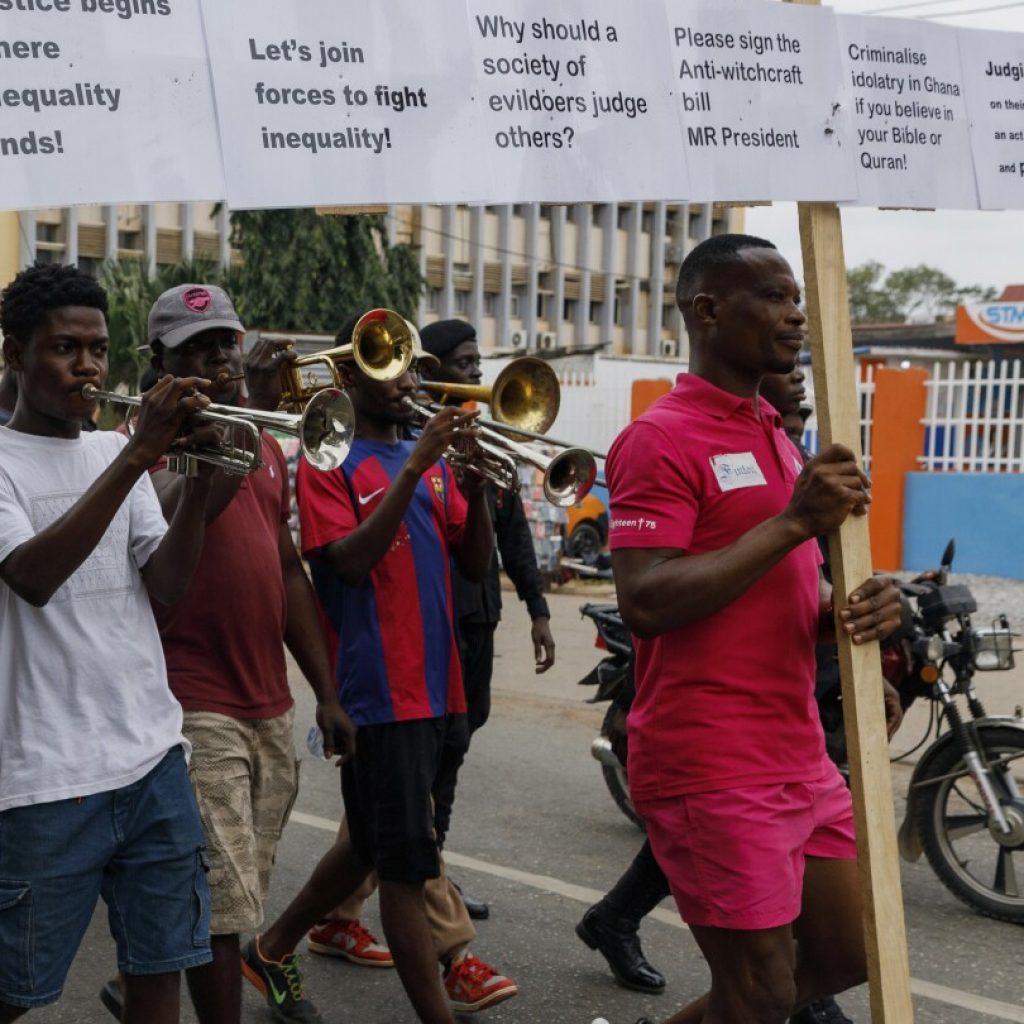 Clad in pink, one heterosexual man protests Ghana’s anti-LGBTQ+ bill