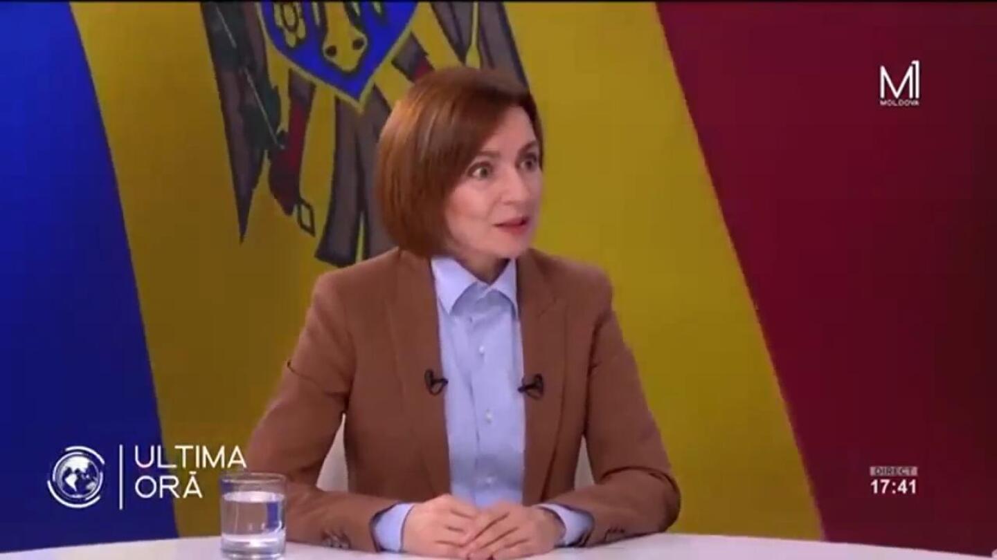 Earthquake takes Moldova President Maia Sandu by surprise during television interview | AP News