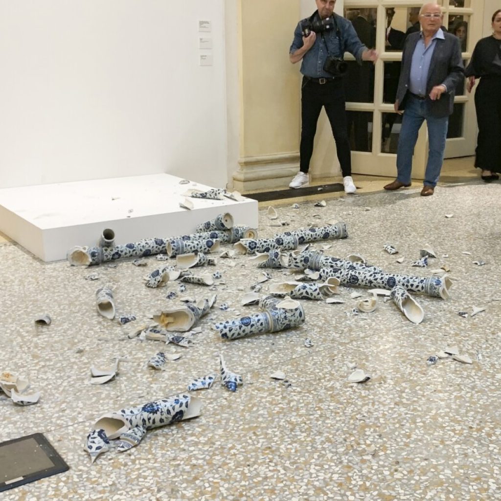 Man smashes Ai Weiwei sculpture at exhibition opening in Italy