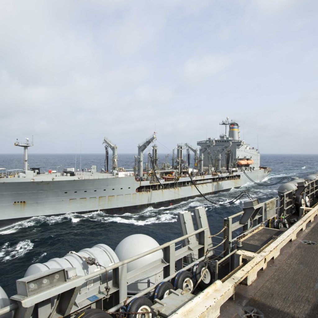 US Navy replenishment ship operating in Mideast was damaged in an incident, officials say